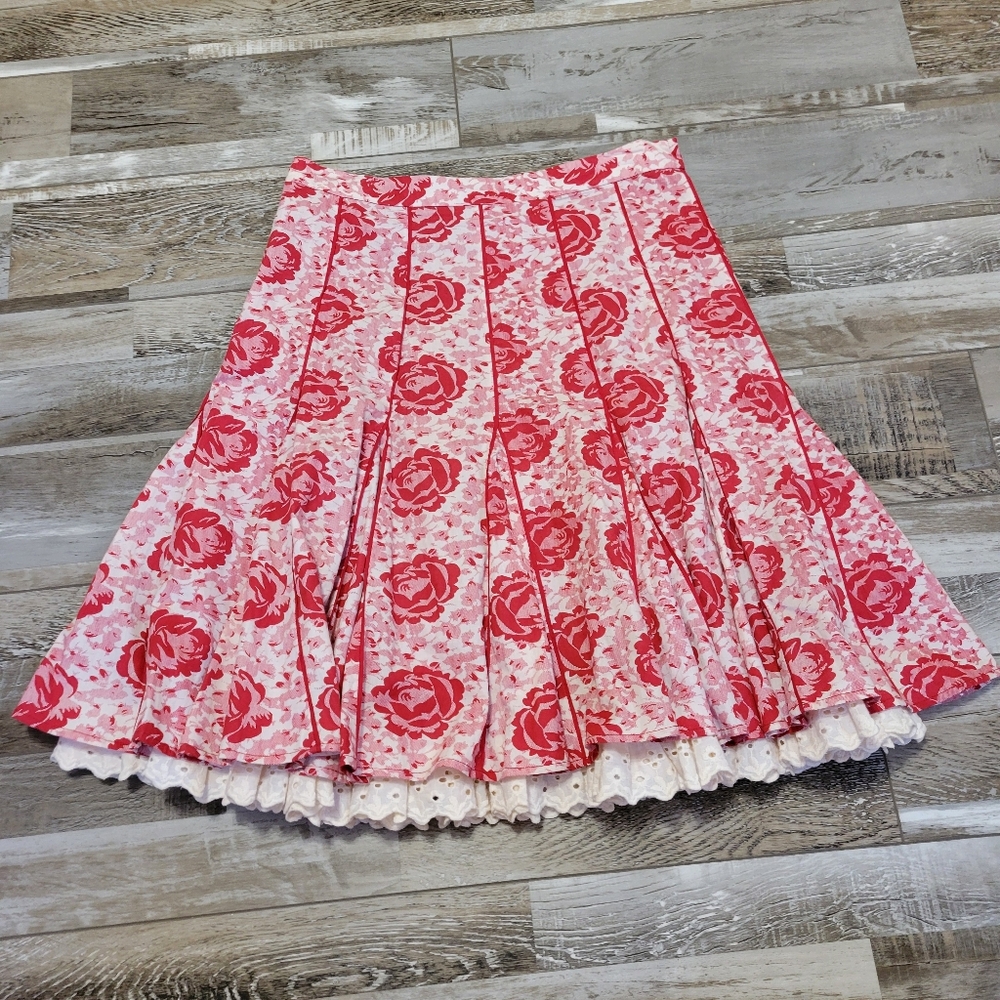 Anthropologie Viola Red Rose Layered Lace Skirt Size 0 - Picture 4 of 4